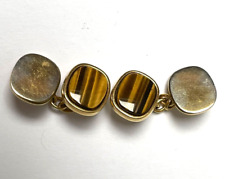 Tigers eye double cufflinks with chain fitting SMALL ub