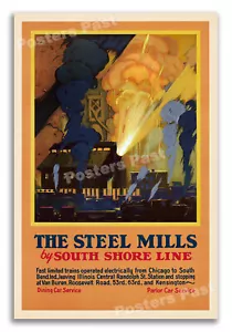 1920s Steel Mills - South Shore Line - Vintage Travel Poster Art Print - 16x24 - Picture 1 of 5