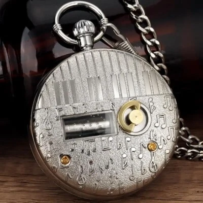 New Space Series Music Pocket Watch Quartz Chain Necklace Watches Collectibles - Image 1 of 3