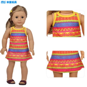 Vestido estampado sin mangas hecho para ropa de muñeca niña americana de 18"" - Imagen 1 de 9