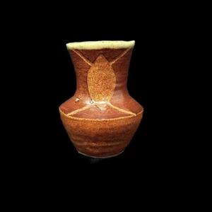 Crude Art Pottery 6" Vase Brutalist Boho Incised Signed PJs 1993 Heavy Vintage - Picture 1 of 11