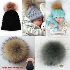 15CM Large Faux Raccoon Fur Pom Pom Ball with Press Button for Knitting Hat DIY⭐