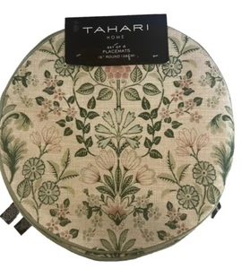 Set di 4 tovagliette TAHARI Luccichio Botanico Floreale 15"" Rotonde NUOVE - Foto 1 di 6