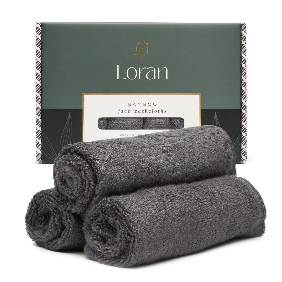 LORAN Bamboo Face Washcloths Set of 6 Tidal Blue 100 Organic Bamboo