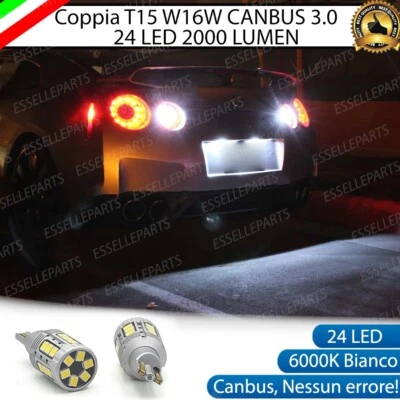 COPPIA LAMPADE RETROMARCIA 24 LED T15 W16W CANBUS PER SAAB 9-7X NO ERROR - Immagine 1 di 4