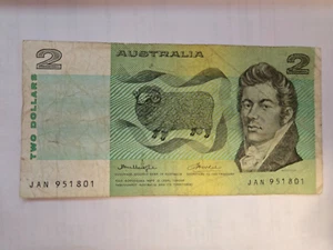 1976 Australia $2 Dollars John Macarthur # JAN 951801 Bank Note - Picture 1 of 2