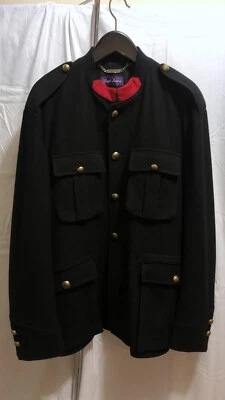 XXL🔥 RALPH LAUREN PÚRPURA Hombres Negro Lana Dorado Botón Oficial Chaqueta MILITAR Foto 1 de 4