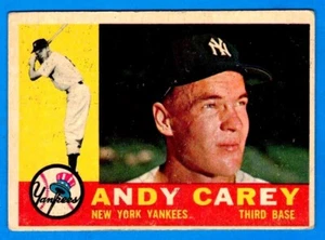 1960 Topps Andy Carey (Yankees de Nueva York) tarjeta # 196 (en muy buen estado) B - Imagen 1 de 2