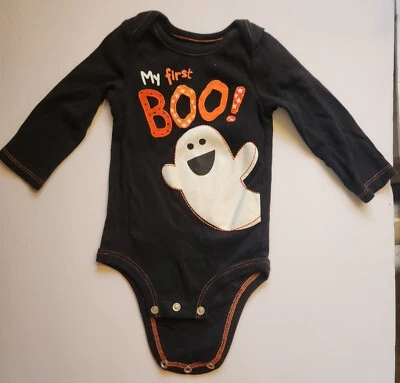 KOALA KIDS 6 Months My First Boo Day Halloween Bodysuit Black Long Sleeves - Image 1 of 4