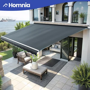 Patio Awning Retractable Sun Shade 13' x 8' Windows Canopy Front Door Patio Deck - Picture 1 of 10