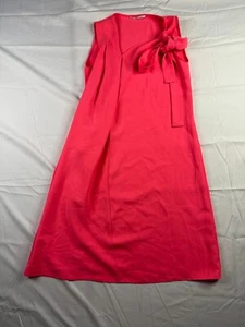 Tahari Dress Womens Size 2 Fit and Flare Sleeveless Pink V Neck Tie Front - Picture 1 of 6