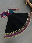 Robe de mariée indienne longue Anarkali Kurti noire et multicolore S