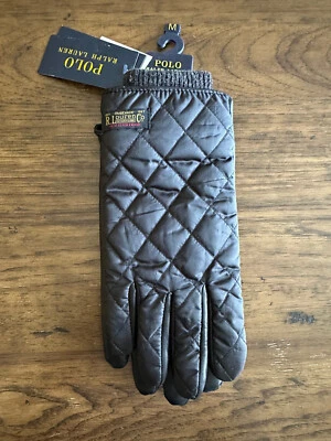 NUEVO Guantes Polo Ralph Lauren Para Hombre Acolchados Pantalla Táctil Campo Negro Talla M LEER Foto 1 de 4