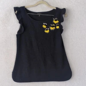 Banana Republic Women's Embroidered Sunflower Ruffle Sleeve Shirt Size XS - Picture 1 of 5