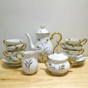 Coffee Tea 15pc Set Oakwood Japan Grain/Grasses Cream Sugar Teacups Saucers - Picture 1 of 18