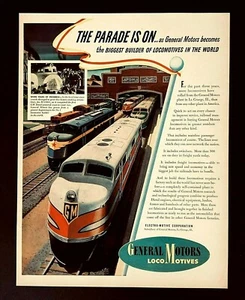 Tren publicitario locomotora General Motors 1941 mayor constructor impresión de colección AD - Imagen 1 de 1