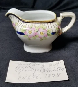 Antique Nippon Creamer 1928 Pink Floral Pattern  - Picture 1 of 12