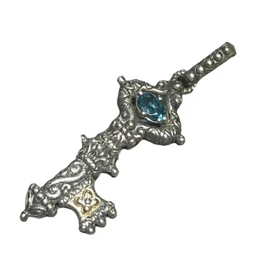 Colgante potenciador BARBARA BIXBY KEY Londres topacio azul oro 18 quilates plata esterlina Foto 1 de 4