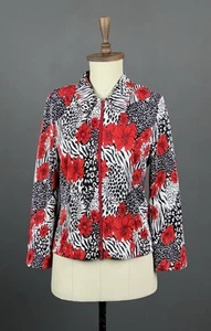 JOSEPH RIBKOFF Multicolor Floral Print Full Zip Crinkle Lightweight Jacket Sz 10 - Picture 1 of 13