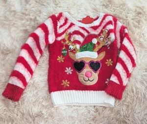 NWT, Christmas, Shiny Reindeer, Festive, Long Sleeve Sweater-Girls Size M (5) - Picture 1 of 5