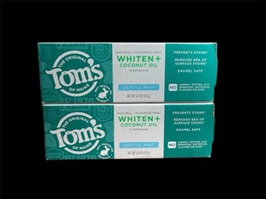 Lot of 2 Tom’s Of Maine Whiten + Coconut Oil Fluoride Free Toothpaste 4oz each  - Picture 1 of 3