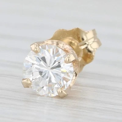 Pendiente solitario solitario de diamantes redondos de 0,34 quilates único de oro amarillo de 14 k Foto 1 de 4