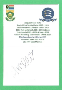 JACQUES KALLIS SUDAFRICA PRUEBA CRICKET 1995-13 MIDDS CCC AUTÓGRAFO ORIGINAL - Imagen 1 de 2