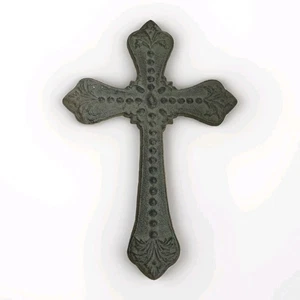Gusseisen Kreuz Dekor religiös Wandbehang geschnitzter Look 10" schwer abgenutzt - Bild 1 von 7