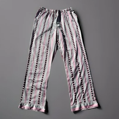 Victoria Secret Luxe Satén Salón Pijama Dormir Pequeño Rosa Negro Corazones Foto 1 de 4