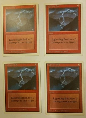 Magic The Gathering MTG Lightning Bolt x4 Unlimited Edition Light Play Free Ship - Image 1 of 4