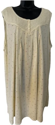 Camisón pijama floral beige Earth Angels talla 3X escote con acento de encaje Foto 1 de 4