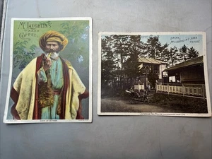 2 Oversized Large McLoughlins Coffee Trade Cards Japanese Tea House & Sheik - Picture 1 of 2