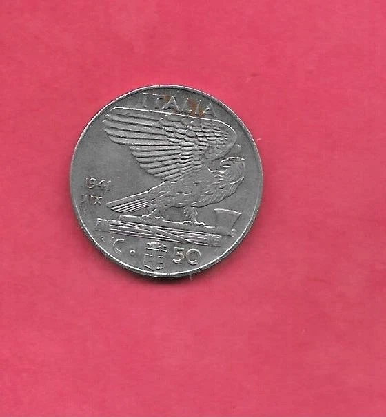 ITALIA KM76b 1941 en estado bastante bueno - moneda antigua de 50 centesimi de la era de la Segunda Guerra Mundial muy fina circulada Foto 1 de 1