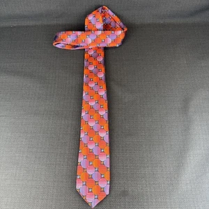 Private Stock Orange Purple Circles Mens Tie 100% Silk 60 x 2.5 Skinny Necktie - Picture 1 of 9