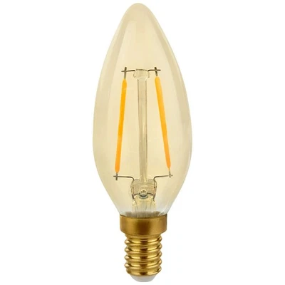 LED Filament Kerze 2W = 25W E14 klar Gold Retro Lampe Vintage warmweiß 2700K - Bild 1 von 2