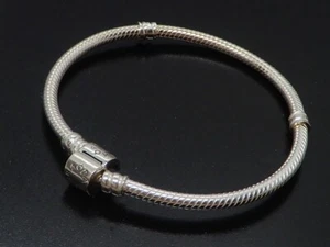Pandora Snake Link Bracelet With Cylinder Clasp 598816C00-17cm - Picture 1 of 11