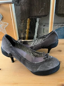 ★ SexY Pumps ★ Wildleder Grau in Gr. 38 ★ Leder + dick gefüttert ★ Wie Neu ★ - Bild 1 von 12