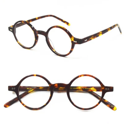 Vintage Small Round Tortoise Full Rim Acetate Eyeglass Frames Unisex Hand Made - Image 1 of 4