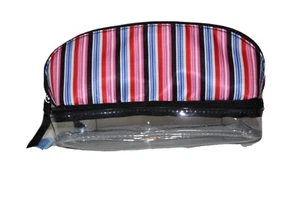 Nine To Nine double compartment organizer/makeup case multicolored stripe - Picture 1 of 4