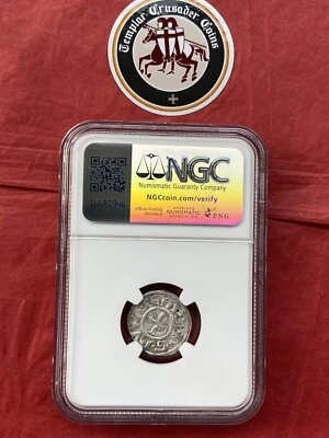 Moneda Cruzada Certificada NGC XF Cruz Templaria 1280 William DeLa Roche Foto 1 de 4