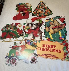 7 NewVtg Eureka Christmas Die Cut Double Sided Cutout Wall Window Decorations #5 - Picture 1 of 8