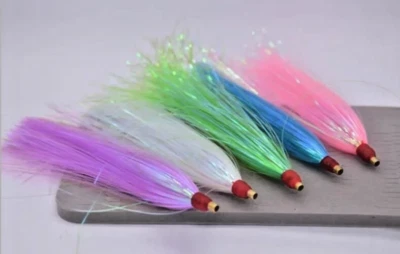 Lote de 6 señuelos de pesca Mylar bucktail teaser tubo deslizante Fluke Bass Rig Jig Foto 1 de 4