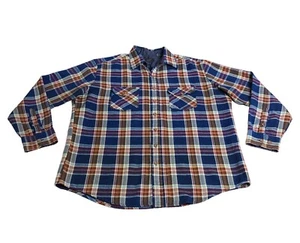 VIntage Sears Shirt Mens XLT 17/17.5 Blue Red Plaid Flannel Grunge Outdoor 90s - Picture 1 of 16