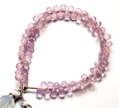 Lavender Color Quartz 6x4 mm Size Faceted Teardrop Briolette Beads 6.5" Strand - Image 1 of 4