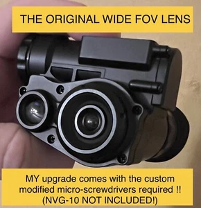 NVG-10 2xCOMBO:  Wide 72° (vs oem 25°) FOV lens + 100% invisible iR flip cap.