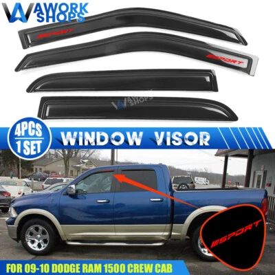 Fits 09-24 Ram 1500 10-25 Dodge Ram 2500 3500 Crew Cab Mega Cab Window Visors Foto 1 de 4
