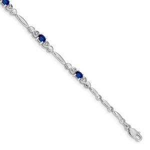 Lex & Lu 10k White Gold Diamond and Sapphire Bracelet - Picture 1 of 3