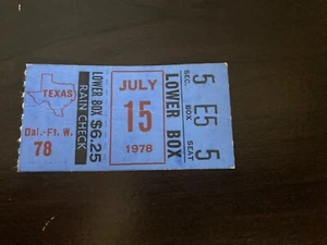 Texas Rangers July 15, 1978 Ticket Stub - Picture 1 of 2