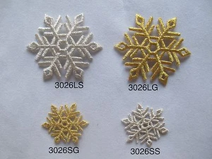 #3026 Golden,Silver Snowflake,Snow Embroidery Iron On Applique Patch - Picture 1 of 5