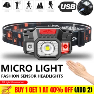 Super Bright Head Torch Headlight LED USB Rechargeable Headlamp Camping Fishing - Picture 1 of 9